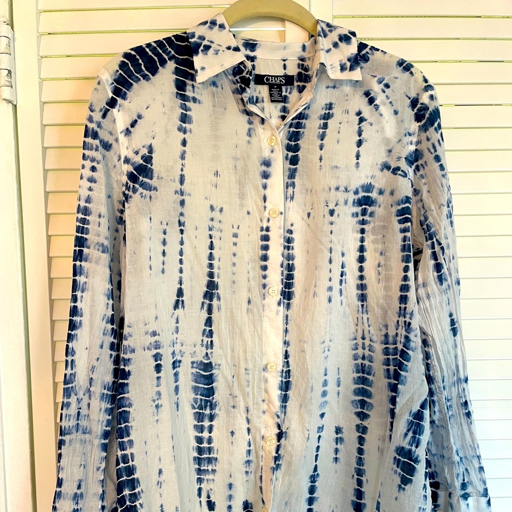 NWOT Chaps Ladies Tie Dye Button Down Size M